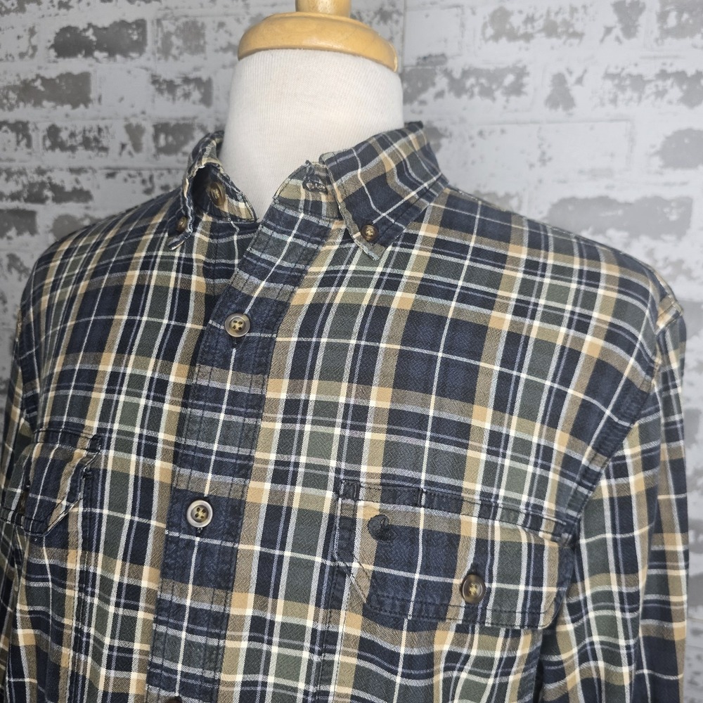 Carhartt Shirt Mens Large Tall Relaxed Fit Plaid Button Down 100% Cotton Flannel
